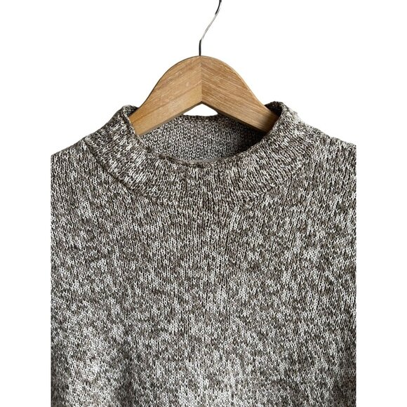 J. Jill Mock Neck Marled Green White Pullover Tunic Sweater Cotton Blend Size Me - Picture 7 of 10